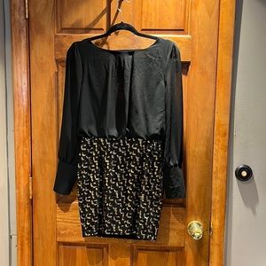 Black and Gold Sequin Mini Dress